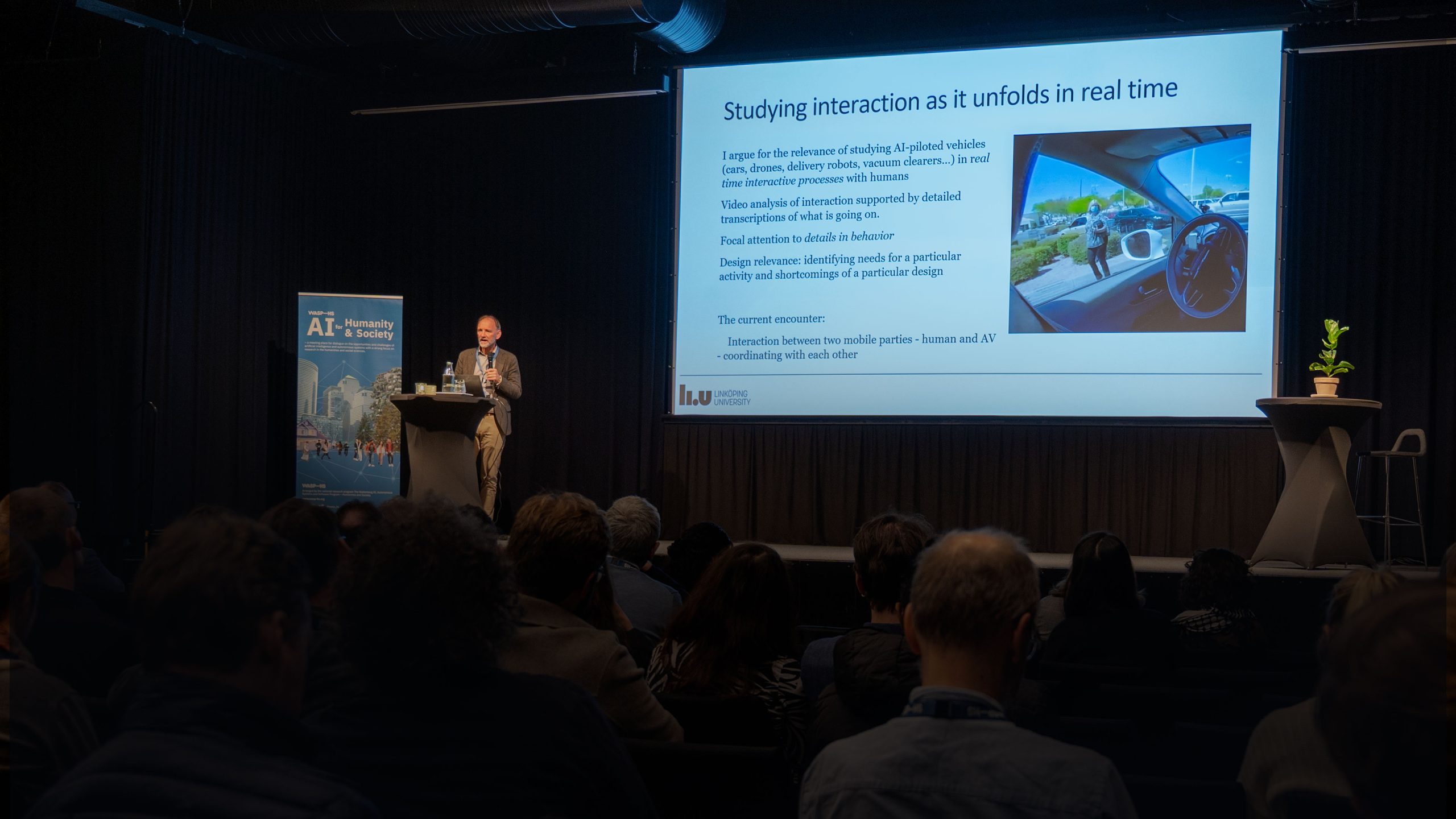 Mathias Broth on stage at the WASP-HS AI for Humanity and Society conference 2024